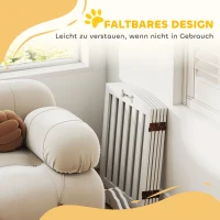 PawHut Freistehendes Hundegitter mit Stützfüßen, für Türrahmen, Flur, Treppe, 258 x 30 x 61 cm, Weiß(m-4)