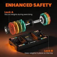 SPORTNOW Adjustable Dumbbells Set with Safety Locking Mechanism, Multicoloured(m-6)