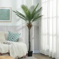 HOMCOM Künstliche Palme 180 cm, tropische Topfpflanze mit 15 realistischen Blättern für Wohnzimmer, Schlafzimmer, Büro(m-4)