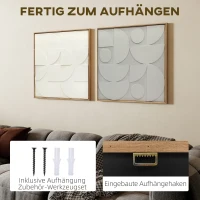 HOMCOM Wanddeko 3D 2er Set geometrisch Wanddekoration Modern Wand Deko für Wohnzimmer, Flur, 80 x 3,5 x 80 cm, Weiß(m-5)