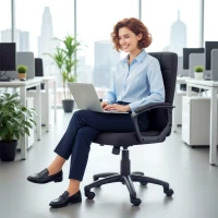 Vinsetto Silla de Oficina Giratoria Tapizada en Lino Sintético Altura Ajustable Basculante Respaldo Medio Reposabrazos Negro(m-7)