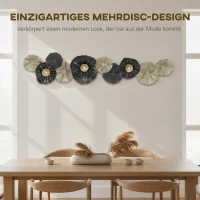 HOMCOM Wandbild, Wandschmuck mit Metallrahmen, moderner Stil, Schwarz+Gold(m-4)