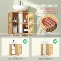 HOMCOM Waschbecken-Unterschrank für Badezimmer, Badschrank mit Lamellentüren, Bambusholz, verstellbare Regale, Natur(m-4)