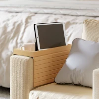 HOMCOM Armlehnen-Tablett für Sofas, für Getränke, Snacks, Fernbedienung, Bambusholz(m-8)