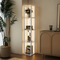 HOMCOM Floor Lamp with Shelves and 3 Brightness Levels - White(m-2)