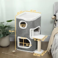 PawHut 75 cm Cat Tree, Cat Tower Condo for Indoor Cats with Scratching Post, Jumping Platform, Grey(m-3)