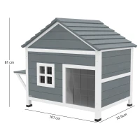 PawHut Casa per gatti in legno a 2 piani con tetto apribile e piattaforma laterale, 101x72,5x81 cm, Grigio(m-3)