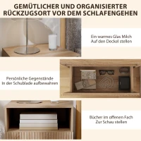 HOMCOM Nachttisch, griffloses Design, offenes Fach, Schublade, Wandmontage, Hellbraun(m-4)