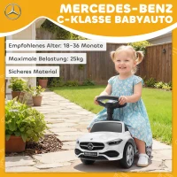 AIYAPLAY Mercedes-Benz C-Class Rutschauto mit Hupe, Motorgeräuschen, Stauraum, für Kinder 18-36 Monate, Weiß(m-4)