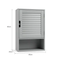 HOMCOM Bathroom Cabinet, Wall Mounted Storage Cabinet with Adjustable Shelves, 40 x 20 x 60 cm, Grey(m-3)