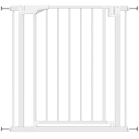 PawHut Barrière de Sécurité pour Enfants et Chiens Largeur 76-82 cm Verrouillage Double et Fermeture Automatique Ouverture Deux Sens Blanc(m-7)