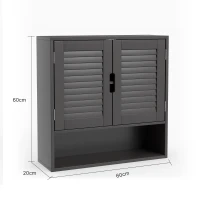 HOMCOM Bathroom Cabinet, Wall Mounted Storage Cabinet with Adjustable Shelves, 60 x 20 x 60 cm, Black(m-3)