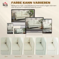 HOMCOM Sofa 2 Sitzer kleine Couch mit Sherpa-Fleece-Optik 137 cm für Wohnzimmer Cremeweiß(m-7)