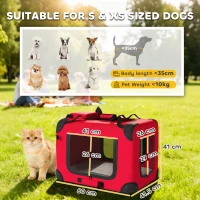 PawHut Trasportino per Cani Pieghevole 60x41,5x41 cm con Finestre in Rete Cuscino Morbido e 2 Maniglie per Cani Miniatura e Gatti Rosso(m-3)