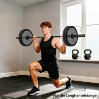 SPORTNOW Hantelstange, 180 cm Olympiastange, Stahl, 200 kg Tragkraft, Schwarz(m-8)