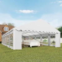Outsunny Carpa para Fiesta 12x6 m con 12 Paredes Laterales Desmontables y 12 Ventanas Impermeable Protección UV 30+ Blanco(m-9)
