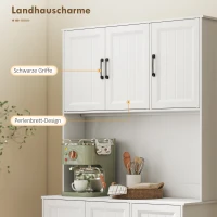 HOMCOM Küchenschrank, 180,5 cm, Vorratsschrank, Arbeitsfläche, Kabelloch, verstellbare Regale, MDF, Weiß(m-6)