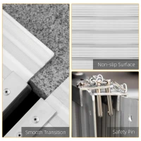 HOMCOM, Rampă de scaun cu rotile, antiderapantă, pliabilă, din aluminiu, cu borduri, încărcare maximă 270 kg, 91 x 74 cm(m-5)