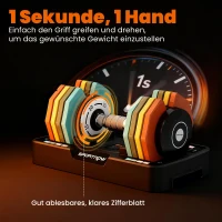 SPORTNOW Verstellbare Hantel, 5 kg/10 kg/15 kg/20 kg/25 kg Platzsparende Hanteln mit rutschfestem Griff(m-5)