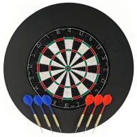 SPORTNOW Dartscheibe Dartboard-Set mit Schutzring, 6 Dartpfeile mit Stahlspitzen, Sisal, Kunststoff, Schwarz(m-1)