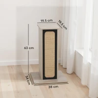 PawHut 63cm Cat Scratching Post, Cat Scratcher with Replaceable Scratching Board, Top Perch, Sisal Scratch Mat, Oak(m-3)