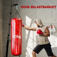 SPORTNOW Boxsackständer, Boxsackhalterung, höhenverstellbar, freistehend, klappbar, Stahl, 170 x 90 x 225 cm, schwarz(m-7)