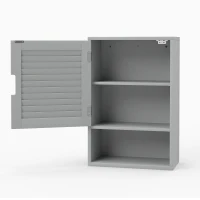 HOMCOM Bathroom Cabinet, Wall Mounted Storage Cabinet with Adjustable Shelves, 40 x 20 x 60 cm, Grey(m-4)