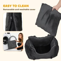 PawHut Dog Car Seat for Small Dogs with Fixed Buckle, Safety Leash, Washable Cover, 58 x 45 x 28 cm, Black(m-8)