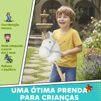 AIYAPLAY Cavalo com Pau de Madeira Design Unicórnio Sons e Rodas Cavalo de Brinquedo 95x25x27 cm Branco(m-7)