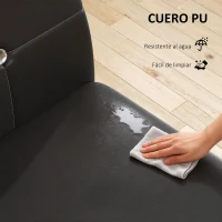 HOMCOM Juego de 6 Sillas de Comedor Tapizada en PU con Respaldo Alto con Botones y Patas de Acero Diseño Moderno Negro(m-6)