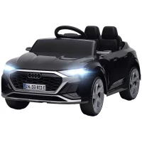 AIYAPLAY Elektro-Kinderauto, 12V Audi Q8, 3-5 km/h, Fernsteuerung, Scheinwerfer, Musik, Schwarz(m-10)