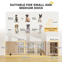 PawHut 4 Panel Freestanding Pet Gate, Indoor Dog Barrier with Lockable Door, Support Feet, 360° Flexible Hinges, Oak(m-3)