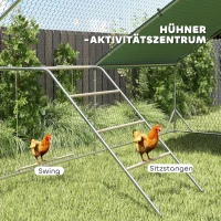 PawHut Hühner Spielgerüst aus Holz, Spielplatz für Hühnern mit Hühnerstangen, verstellbar Schaukel, 82 x 150 x 110 cm Silber(m-4)