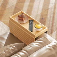 HOMCOM Armlehnen-Tablett für Sofas, für Getränke, Snacks, Fernbedienung, Bambusholz(m-2)