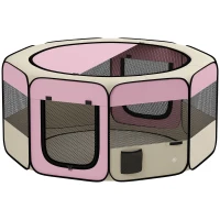 PawHut Parc Pliable pour Chiens et Chats Enclos Portable pour Petits Animaux Imperméable en Tissu Oxford Ø120x58cm Rose(m-7)
