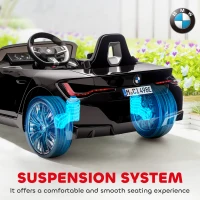 HOMCOM BMW i4 Licensed 12V Kids Electric Ride-On Car, with Remote Control, Portable Battery, Music, Horn, Headlights - Black(m-8)