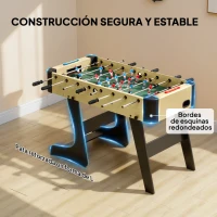 SPORTNOW Futbolín para Niños de Madera Plegable Mesa de Futbolín con 2 Marcadores 8 Barras 22 Jugadores 118x107,5x78 cm Natural(m-8)