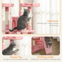 PawHut 173cm Cat Tree Scratching House, Activity Play Centre, Pink(m-5)