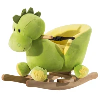 HOMCOM Kids Rocking Horse, Plush Ride-On Dinosaur Seat, with Seat Safety Belt, 32 Songs, Ride-On Horse(m-10)