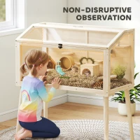 PawHut Wooden Hamster Cage, Hamster Habitat with Openable Top, Seesaws, Platforms, Water Bottle for Gerbils, 110 x 52 x 101 cm(m-7)