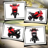 AIYAPLAY Elektro-Motorrad für Kinder, Hupe, Scheinwerfer, Musikfunktion, 2,5 km/h, Rot(m-8)