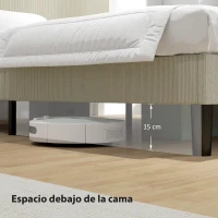 HOMCOM Somier 160x200 cm con Cabecero Ajustable Tapizado en Pana Láminas de Madera Fácil de Montar Gris Claro(m-7)