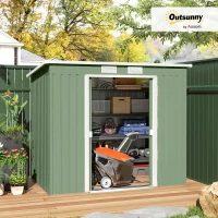 Outsunny Garden Storage Shed Large Steel with Foundation Window Double Door Green(m-10)