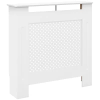 HOMCOM Wooden Radiator Cover Heating Cabinet Modern Home Furniture Grill Style  White Painted (Small)(m-10)