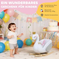 AIYAPLAY Schaukeltier, Schwan-Schaukel mit Schlaflied, weicher Füllung, Holzrahmen, für Kinder 1,5-3 Jahre, 65x40x68 cm, Weiß(m-7)