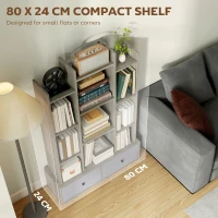 HOMCOM 12 Shelf Storage Unit, with Drawers - Graphite Wood Effect(m-6)