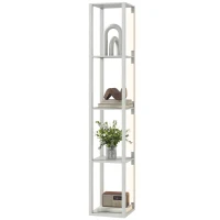 HOMCOM Floor Lamp with Shelves and 3 Brightness Levels - Oak(m-11)