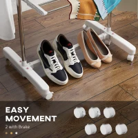 HOMCOM 3-Tier Clothes Airer, Stainless Steel Foldable Clothes Drying Rack with Wheels and Wings, Indoor and Outdoor, Easy Assembly, 142 x 55 x 152cm, White(m-7)