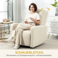 HOMCOM Recliner-Sessel, Entspannungssessel mit Fleece-Bezug, verstellbare Rückenlehne, Polstersessel, Stahl, Beige(m-8)