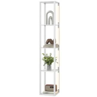 HOMCOM Floor Lamp with Shelves and 3 Brightness Levels - White(m-11)